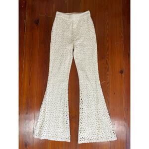 Jen’s Pirate Booty Lace Bell Bottom Pants Ivory Boho Festival XS